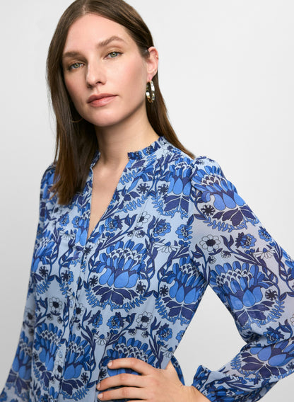 Women Floral Drop Waist Dress Blue Pattern | Melanie Lyne