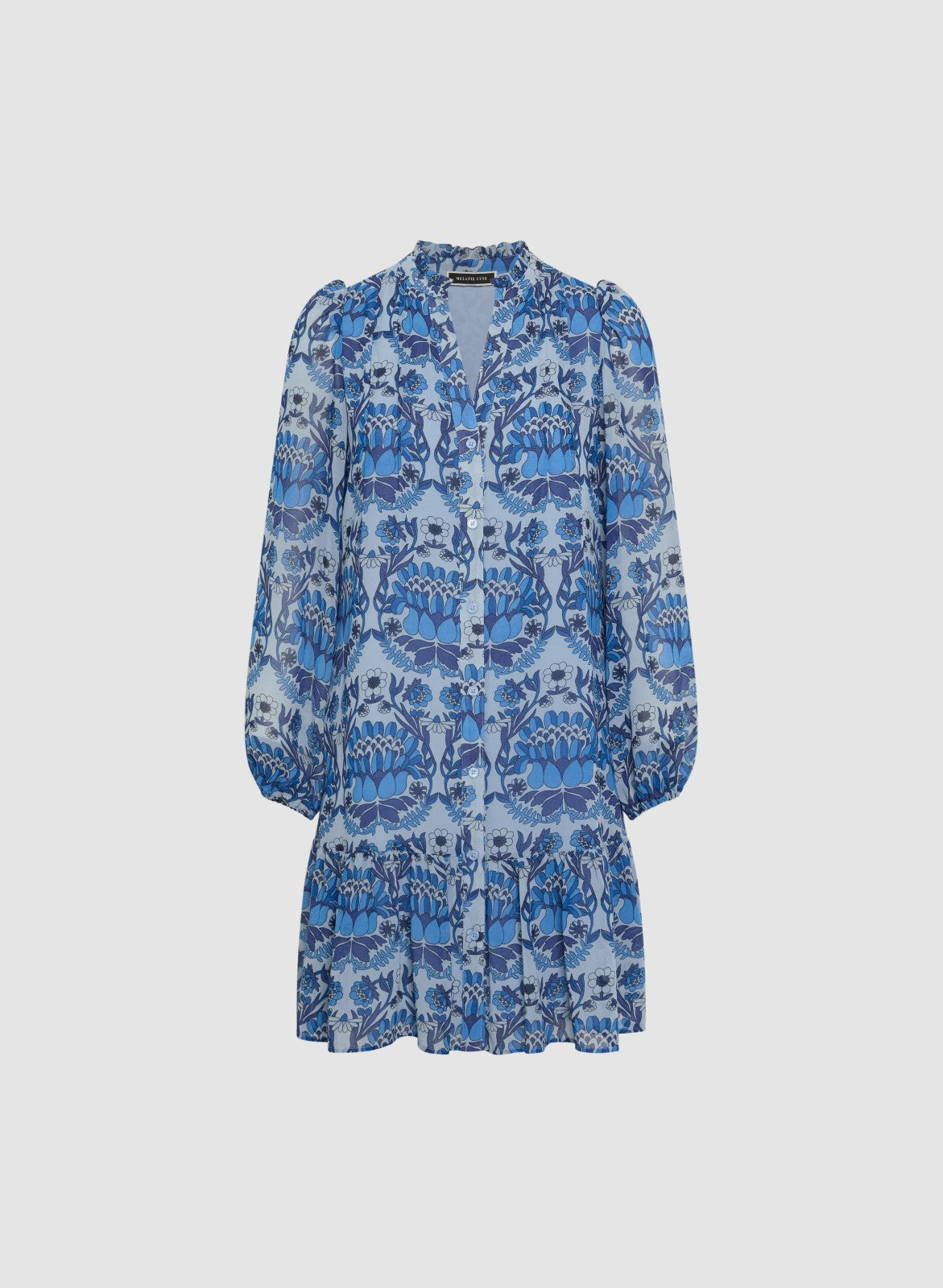 Women Floral Drop Waist Dress Blue Pattern | Melanie Lyne