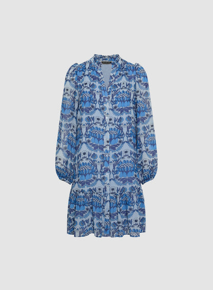 Women Floral Drop Waist Dress Blue Pattern | Melanie Lyne