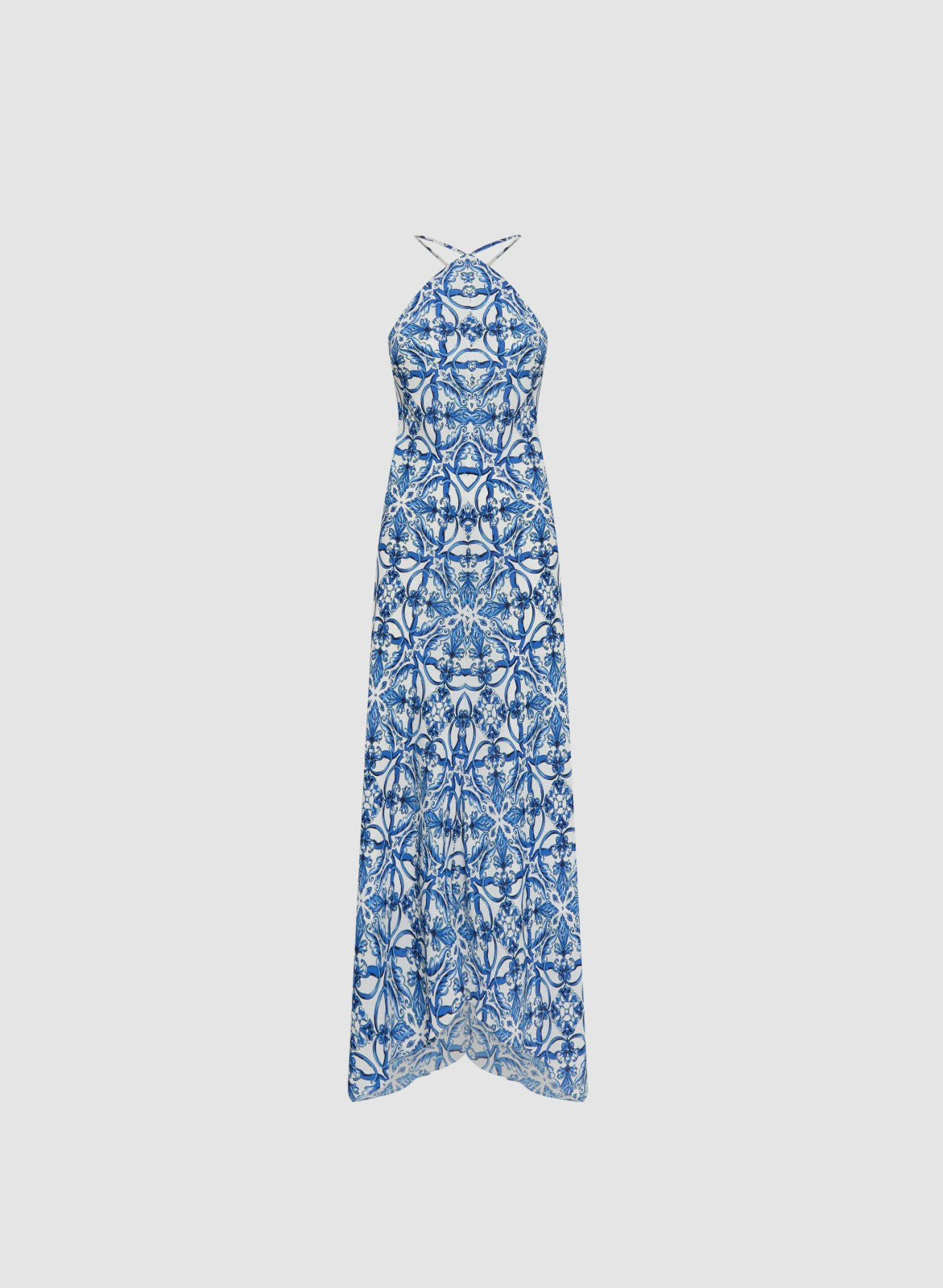 Women Scarf Print Hanky Hem Dress Blue Pattern | Melanie Lyne