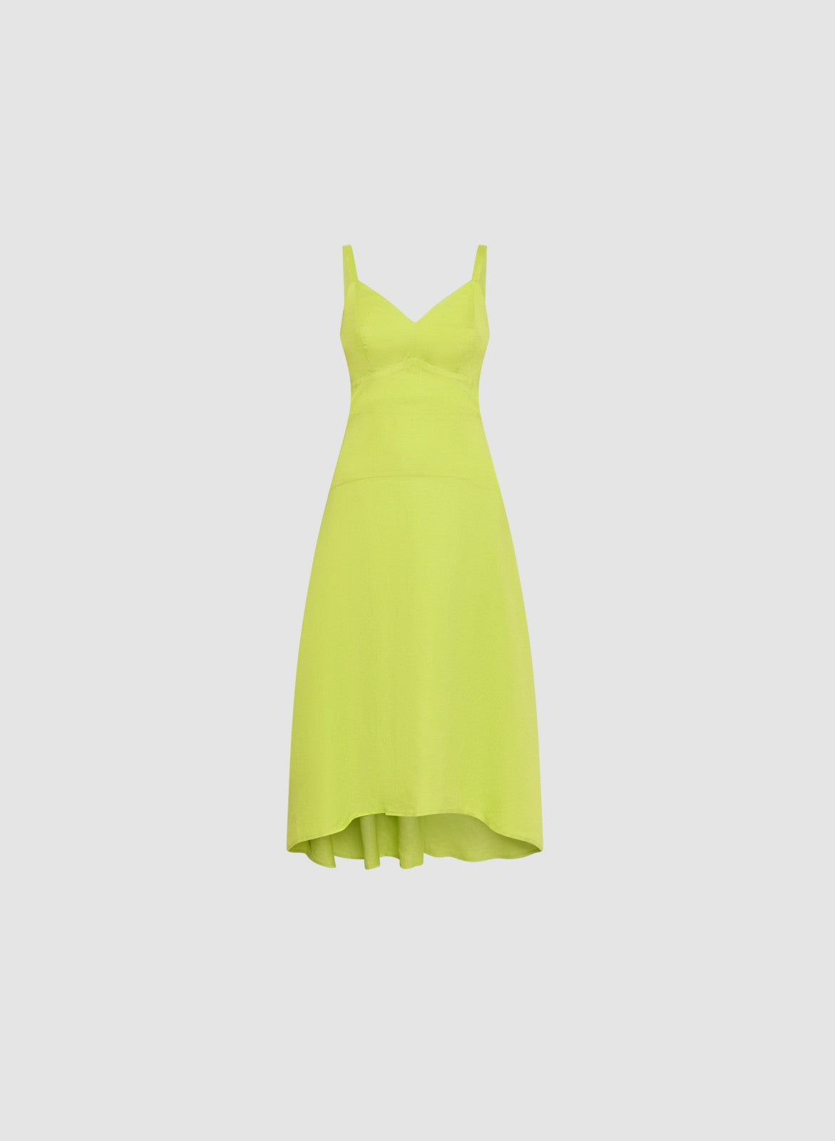 Women Linen-Blend Midi Dress Chartreuse Green | Melanie Lyne