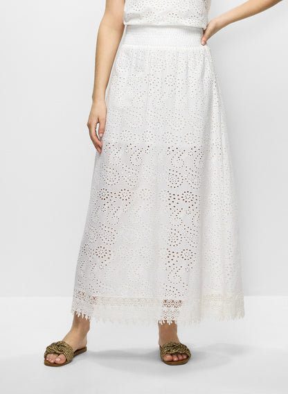 Women Tiered Eyelet Maxi Skirt Porcelain | Melanie Lyne