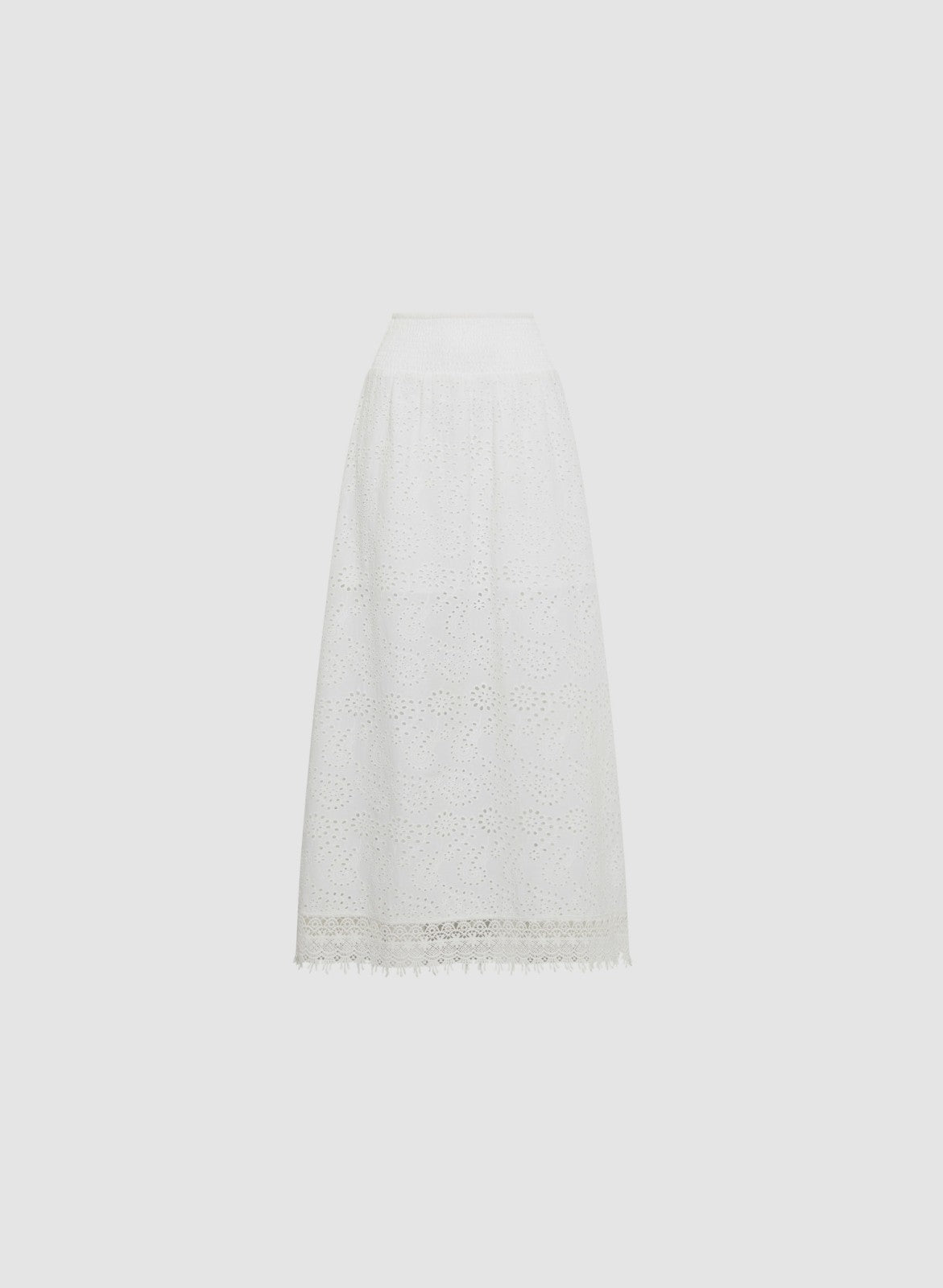 Women Tiered Eyelet Maxi Skirt Porcelain | Melanie Lyne
