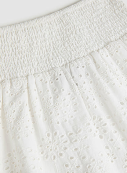 Women Tiered Eyelet Maxi Skirt Porcelain | Melanie Lyne