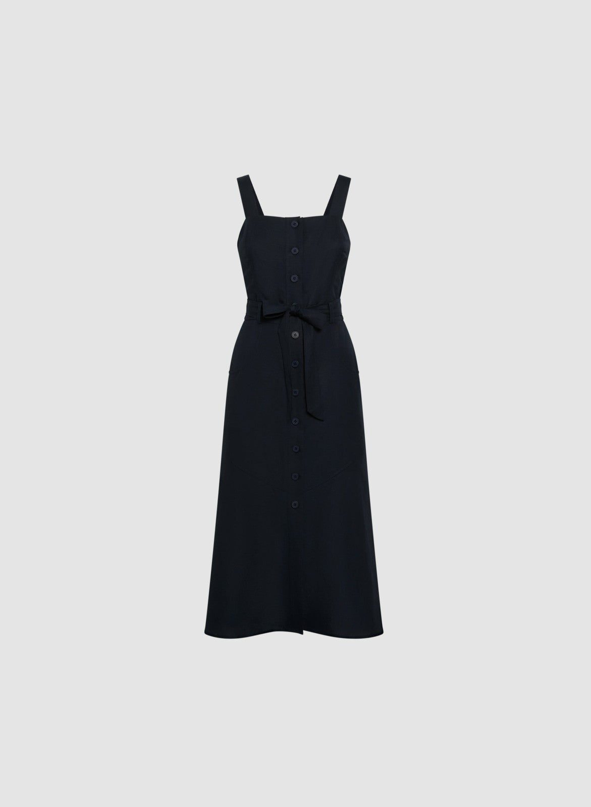 Women Linen-Blend Button-Down Dress Marine | Melanie Lyne