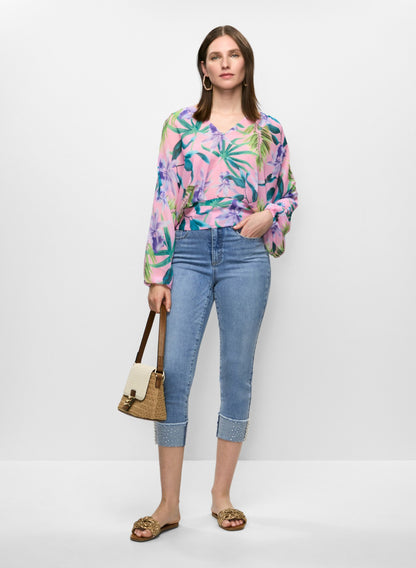 Women Sequin-Cuffed Capri Jeans Light Blue | Melanie Lyne