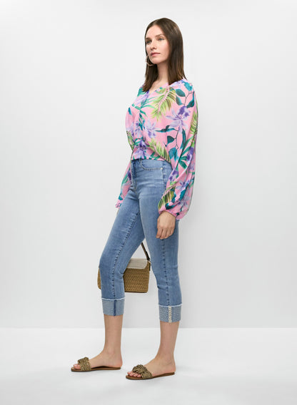 Women Sequin-Cuffed Capri Jeans Light Blue | Melanie Lyne