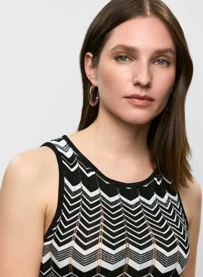 Women Sleeveless Zigzag Knit Top White Pattern | Melanie Lyne