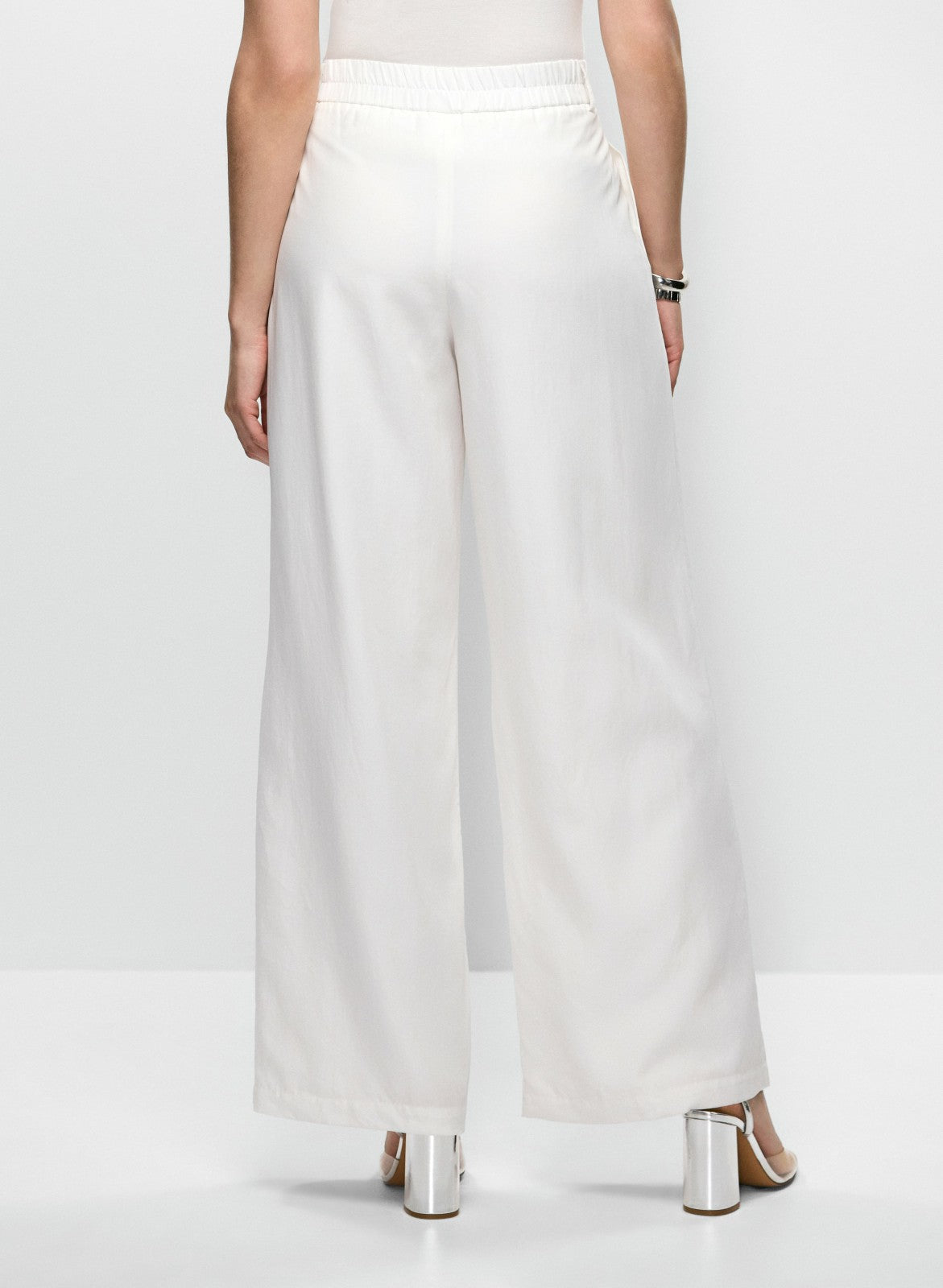 Women Tencel-Linen Wide Leg Pants Ivory | Melanie Lyne