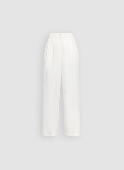 Women Tencel-Linen Wide Leg Pants Ivory | Melanie Lyne