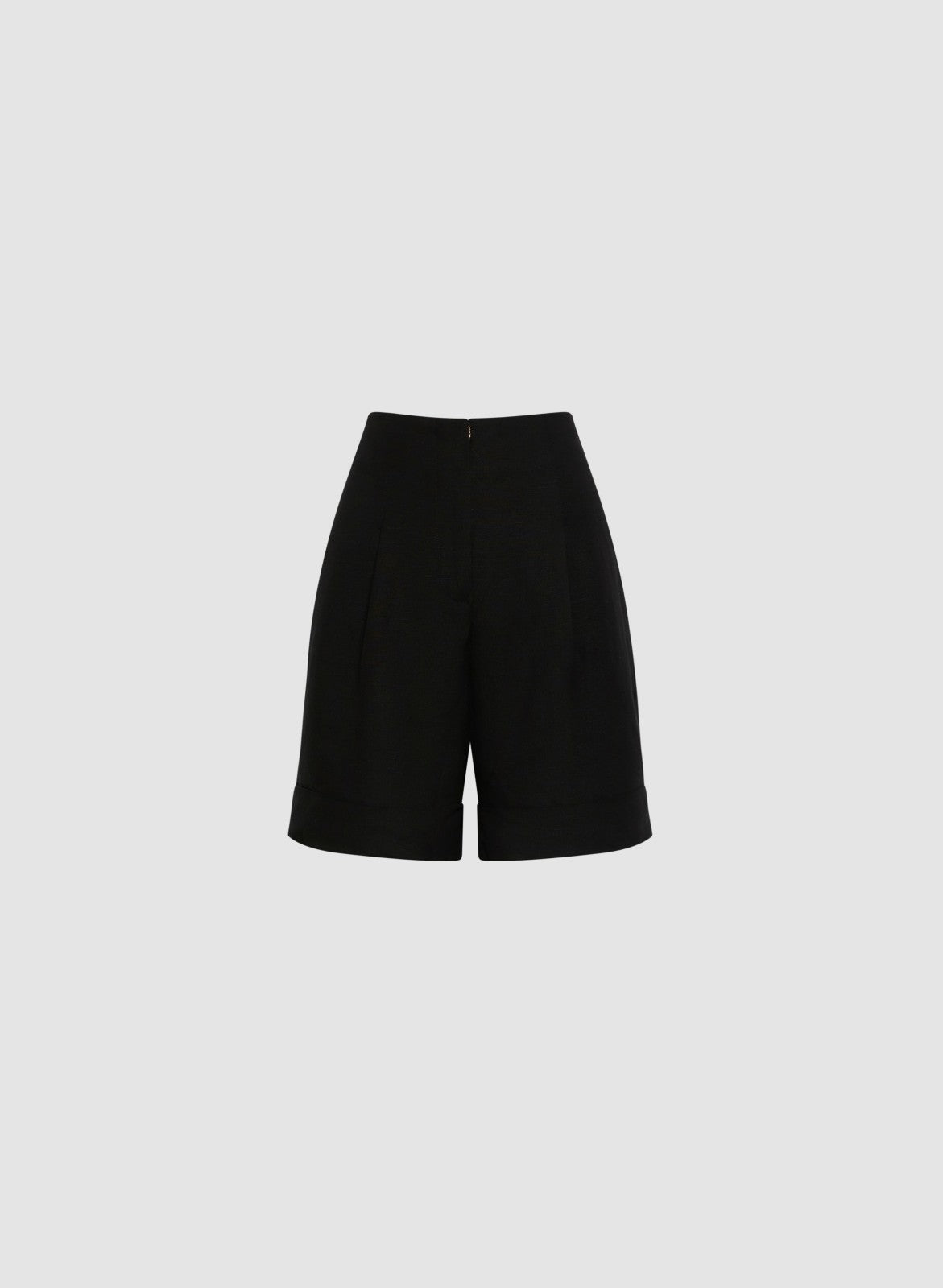 Women Linen-Blend High Rise Shorts Black | Melanie Lyne