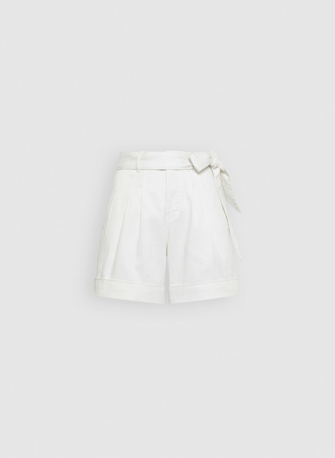 Women Pleated Tie-Waist Denim Shorts White | Melanie Lyne