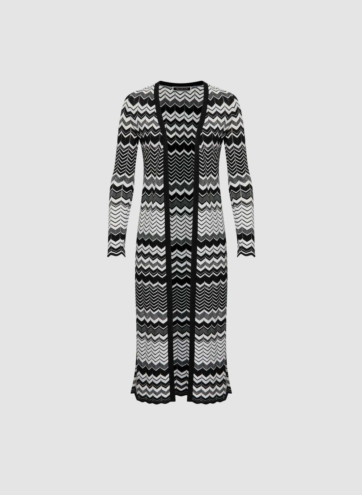 Women Zigzag Knit Duster Cardigan Black & White | Melanie Lyne