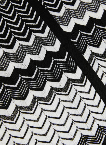 Women Zigzag Knit Duster Cardigan Black & White | Melanie Lyne