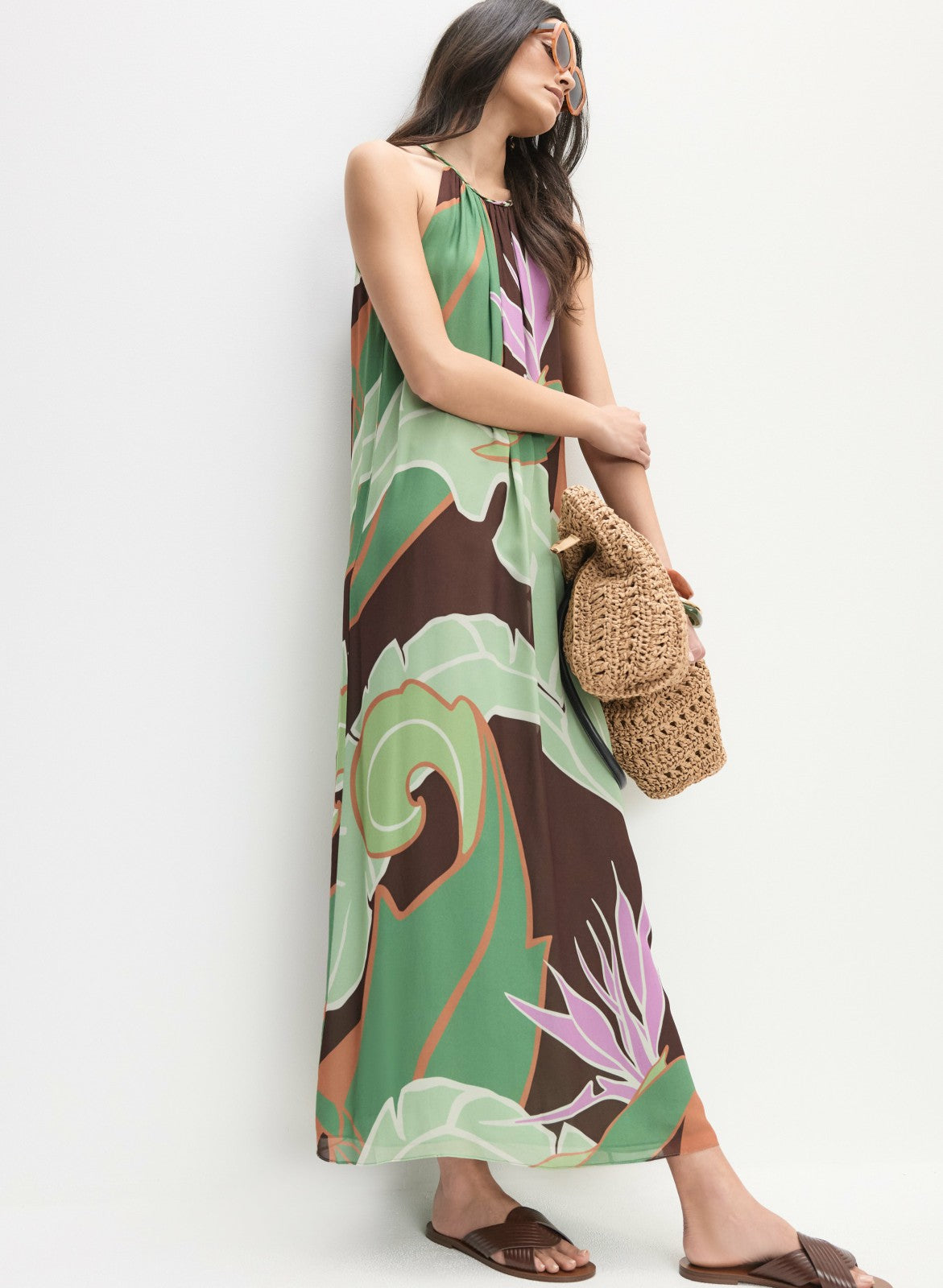 Women Graphic Palm Print Maxi Dress Multicolour | Melanie Lyne