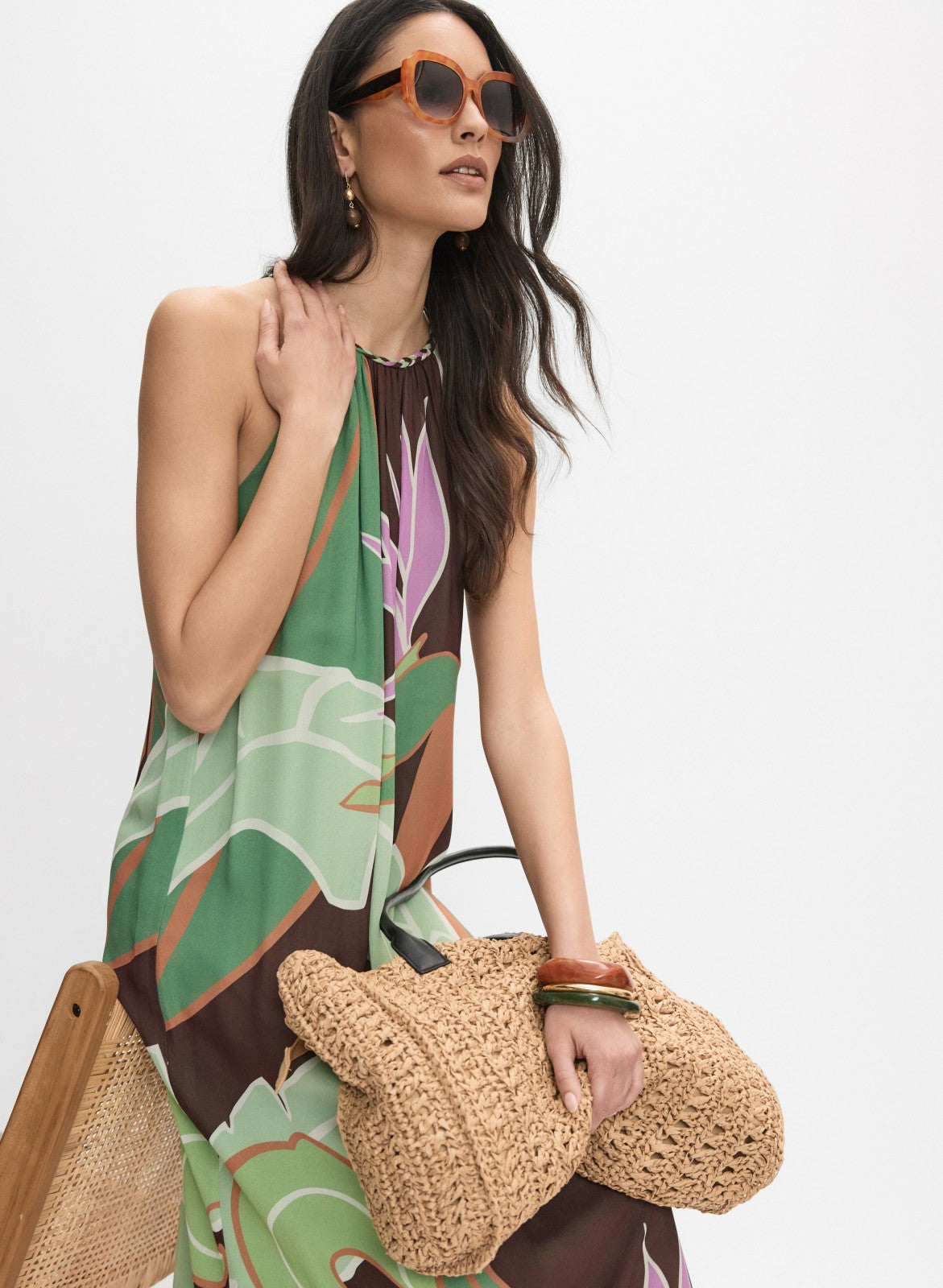 Women Graphic Palm Print Maxi Dress Multicolour | Melanie Lyne