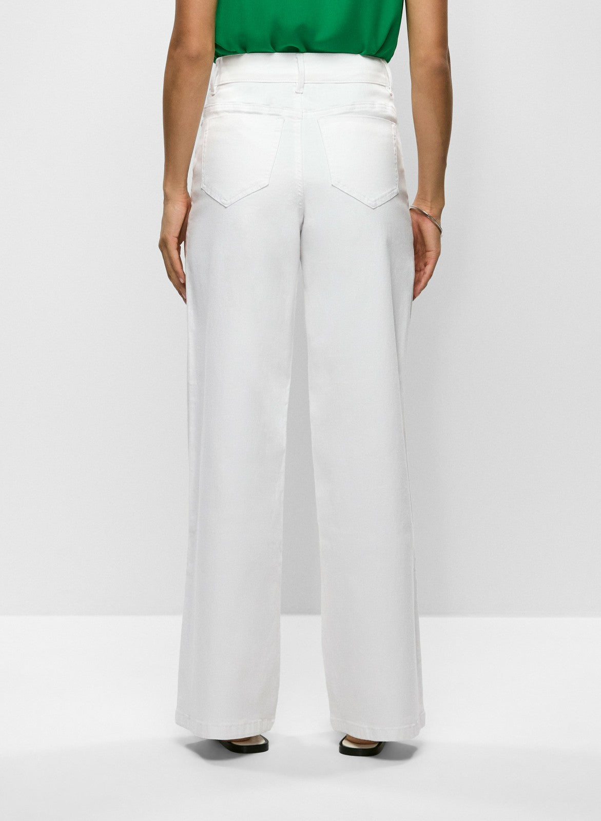 Women Rhinestone Wide Leg Jeans White | Melanie Lyne