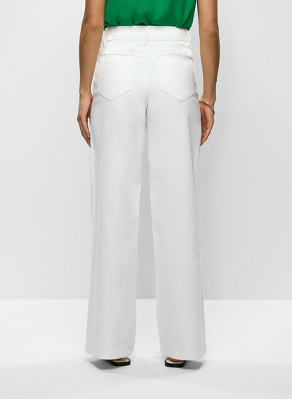 Women Rhinestone Wide Leg Jeans White | Melanie Lyne