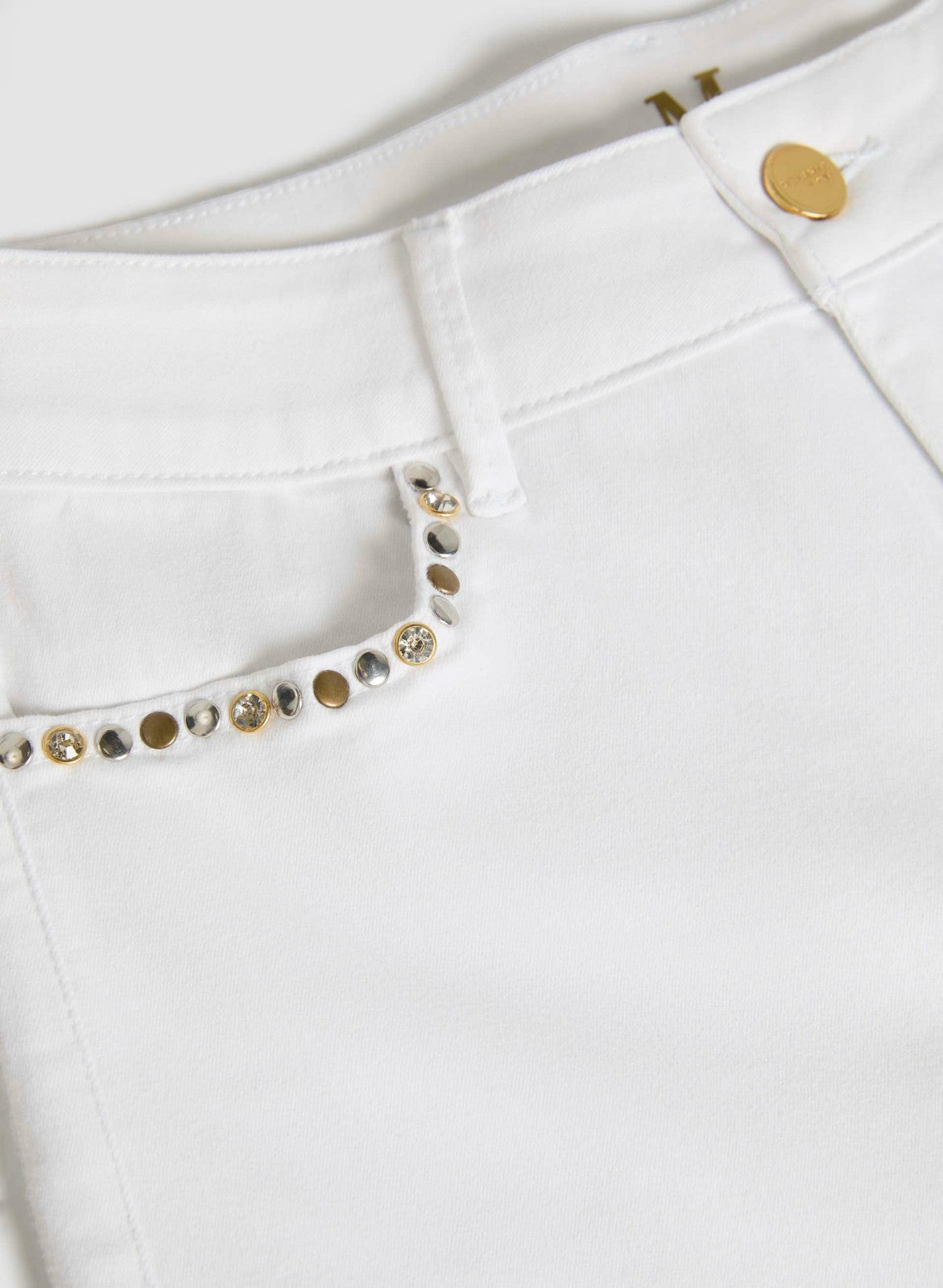 Women Rhinestone Wide Leg Jeans White | Melanie Lyne