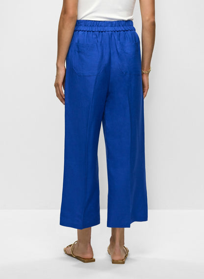 Women Pull-On Linen-Blend Culotte Pants Cobalt Blue | Melanie Lyne