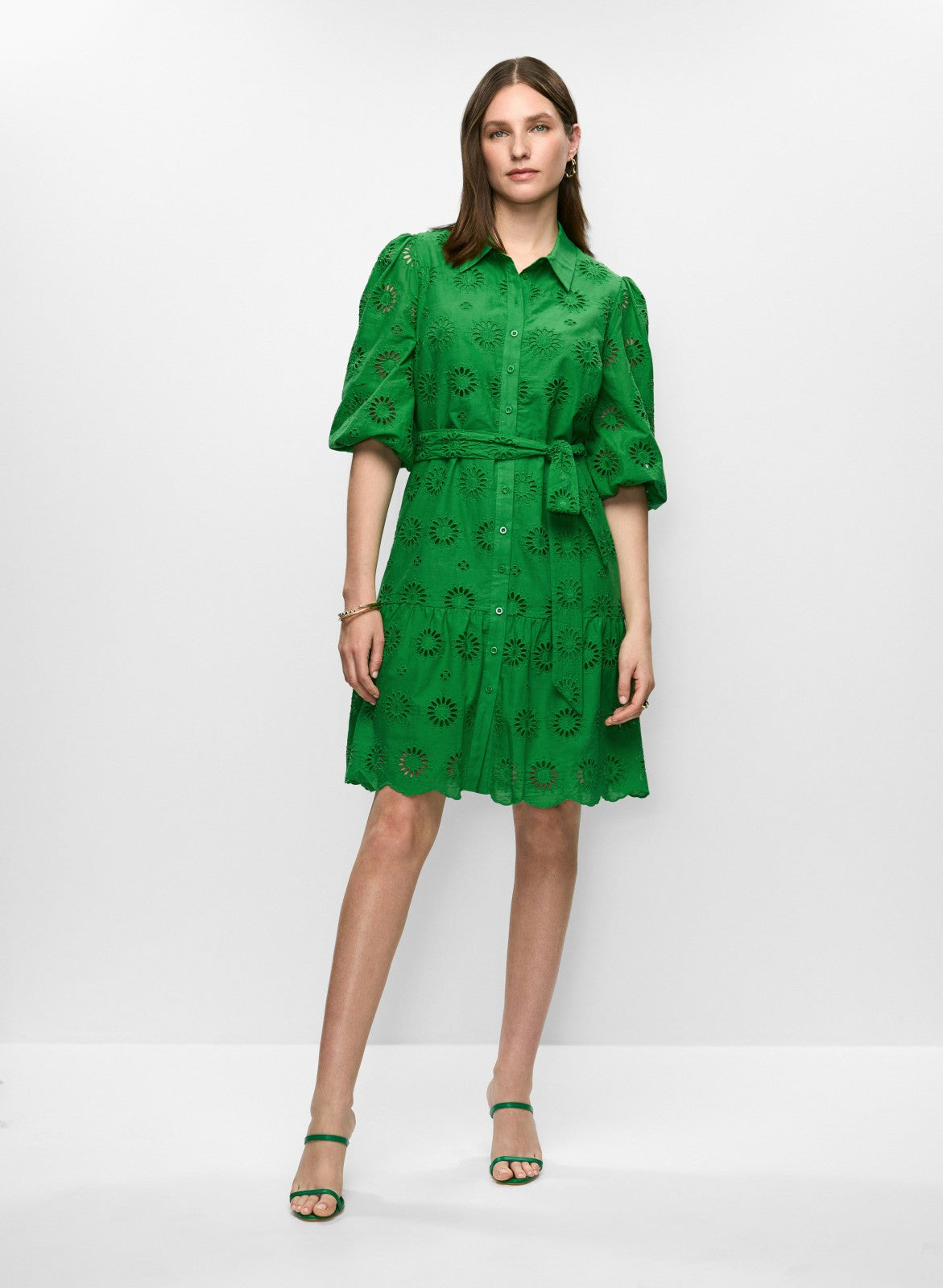 Women Eyelet Embroidered Shirt Dress Palm | Melanie Lyne