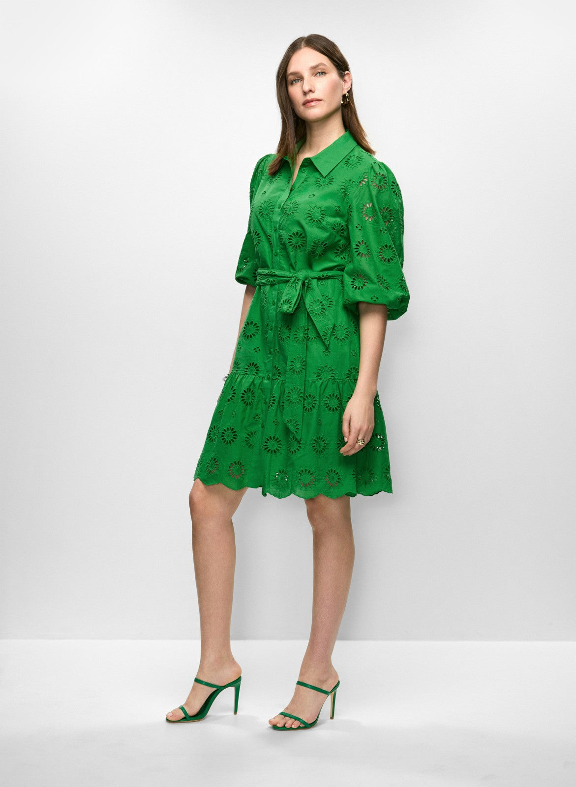Women Eyelet Embroidered Shirt Dress Palm | Melanie Lyne