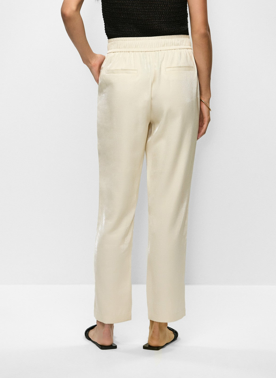 Women Elastic Waist Straight Leg Pants Stone | Melanie Lyne