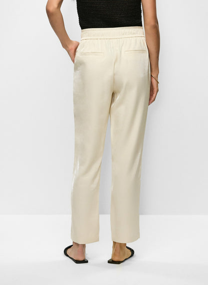 Women Elastic Waist Straight Leg Pants Stone | Melanie Lyne