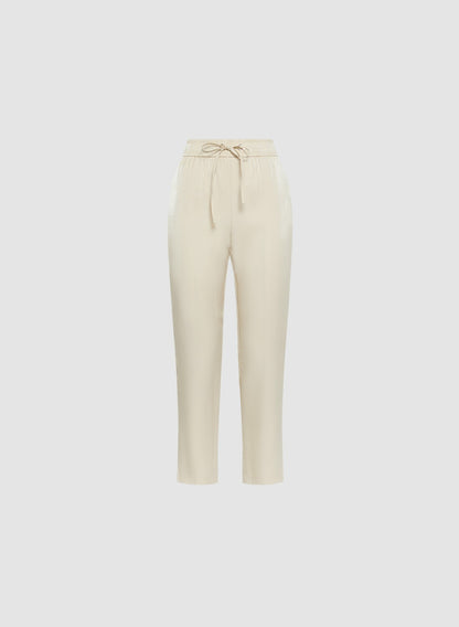 Women Elastic Waist Straight Leg Pants Stone | Melanie Lyne