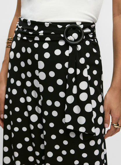 Women Belted Polka Dot Capris Black & White | Melanie Lyne