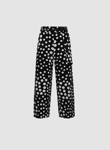 Women Belted Polka Dot Capris Black & White | Melanie Lyne