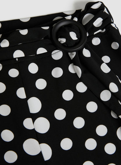 Women Belted Polka Dot Capris Black & White | Melanie Lyne