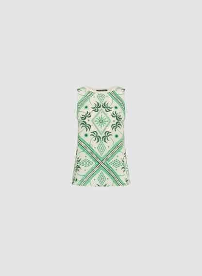 Women Geometric Print Sleeveless Top Green Pattern | Melanie Lyne