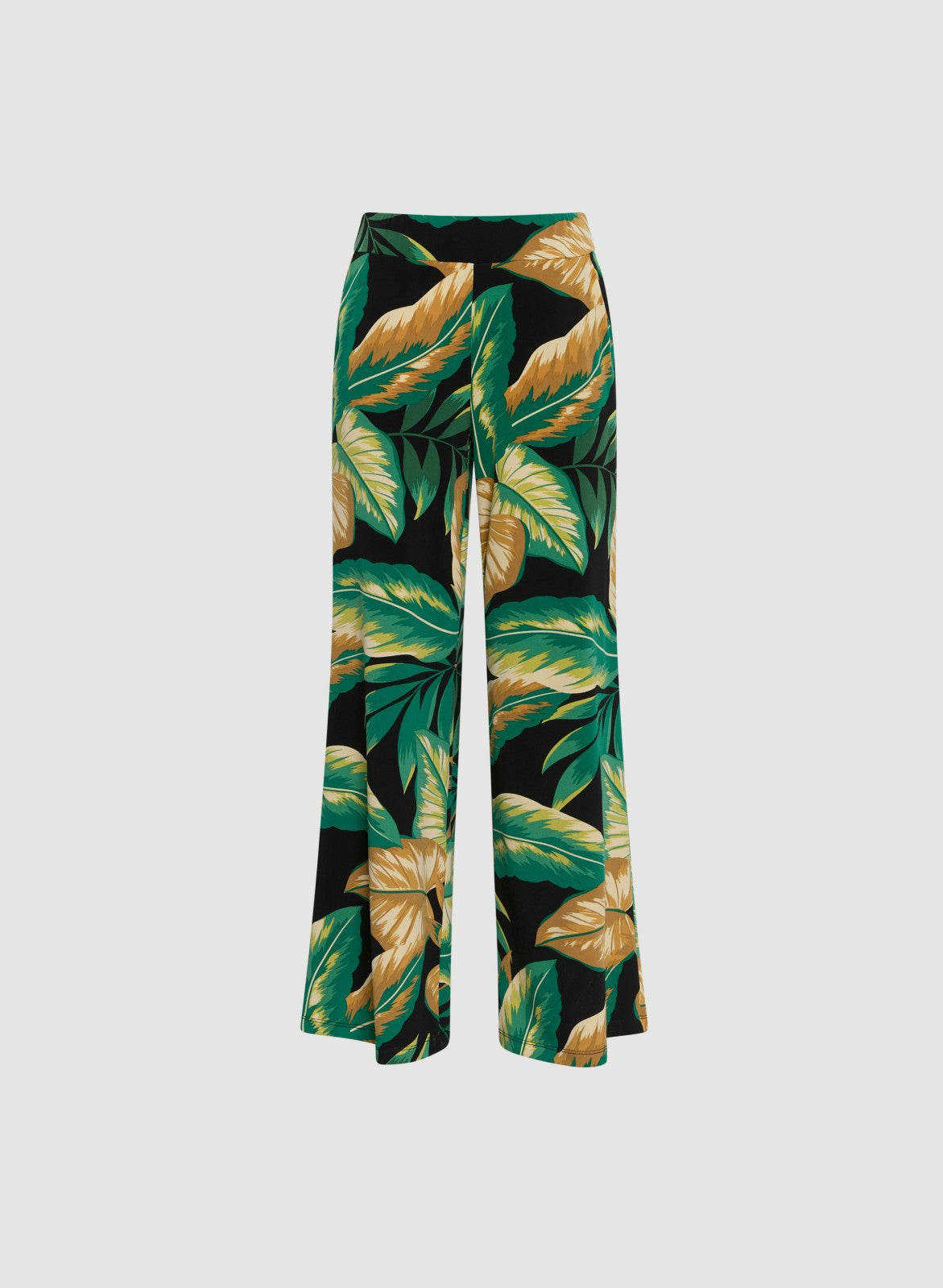 Women Leaf Print Wide Leg Pants Black Pattern | Melanie Lyne