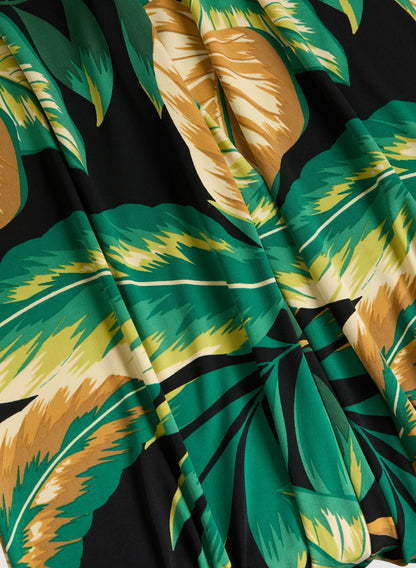 Women Leaf Print Wide Leg Pants Black Pattern | Melanie Lyne