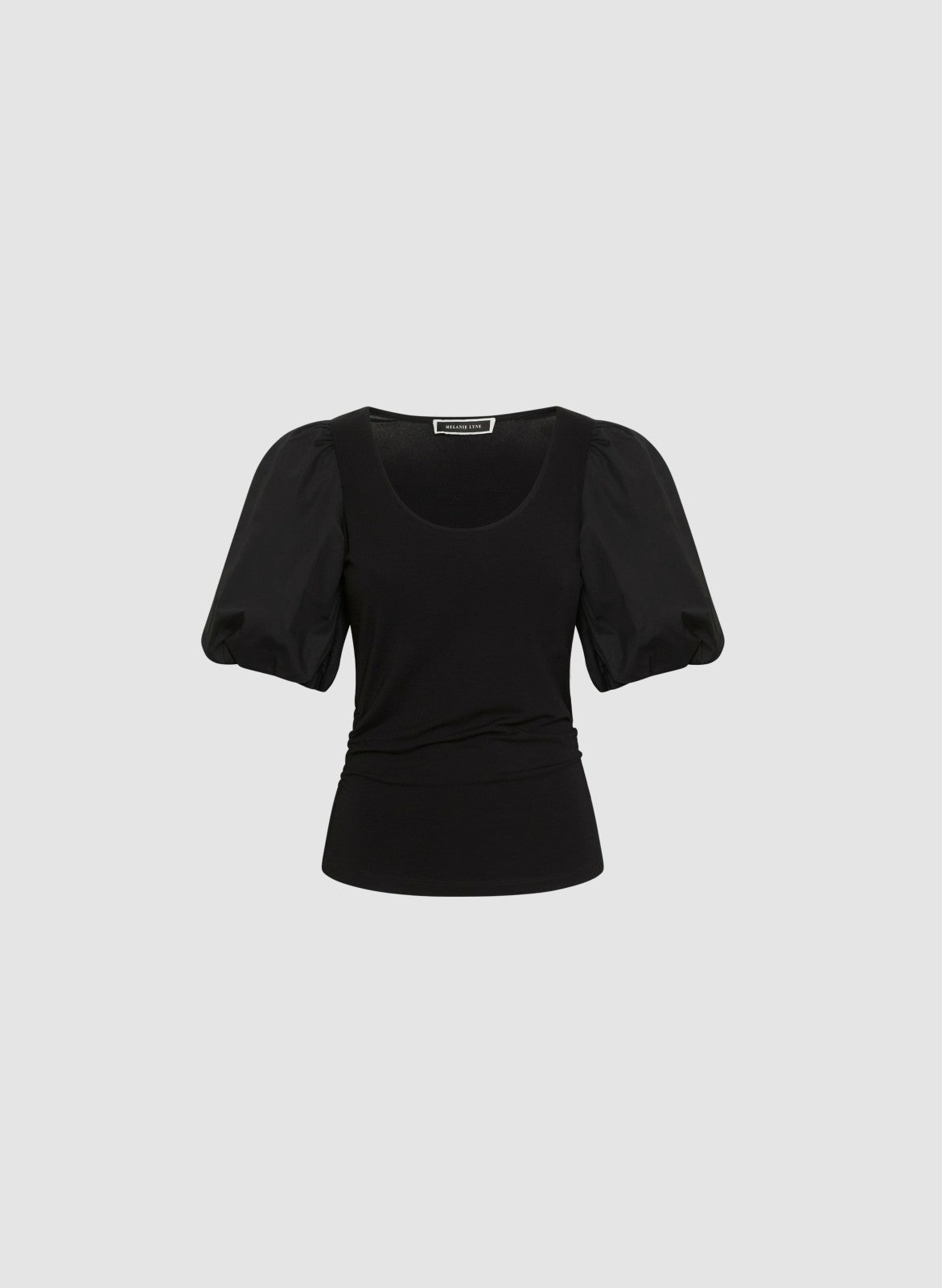 Women Short Puff Sleeve Top Black | Melanie Lyne