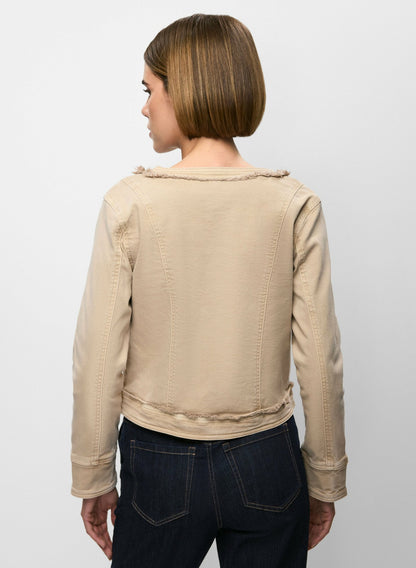 Women Decorative Fringe Denim Jacket Desert Sand | Melanie Lyne