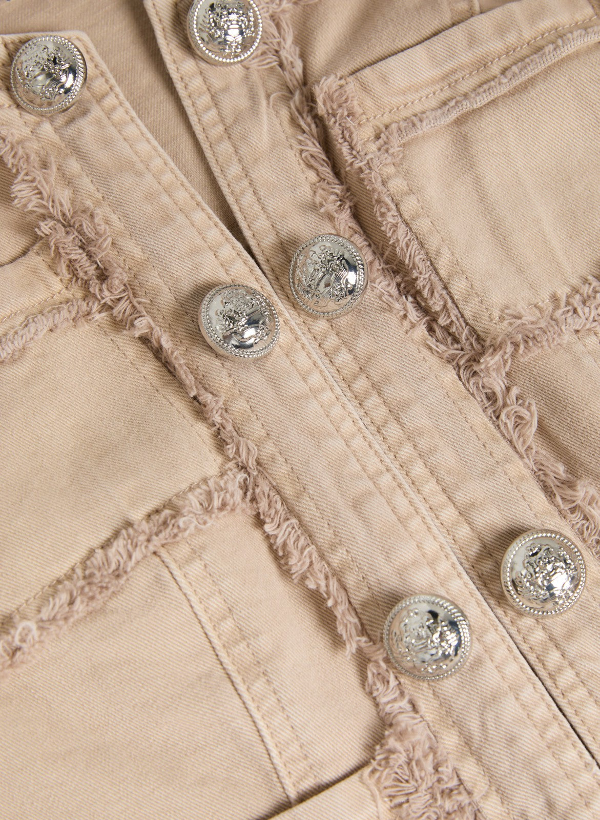 Women Decorative Fringe Denim Jacket Desert Sand | Melanie Lyne
