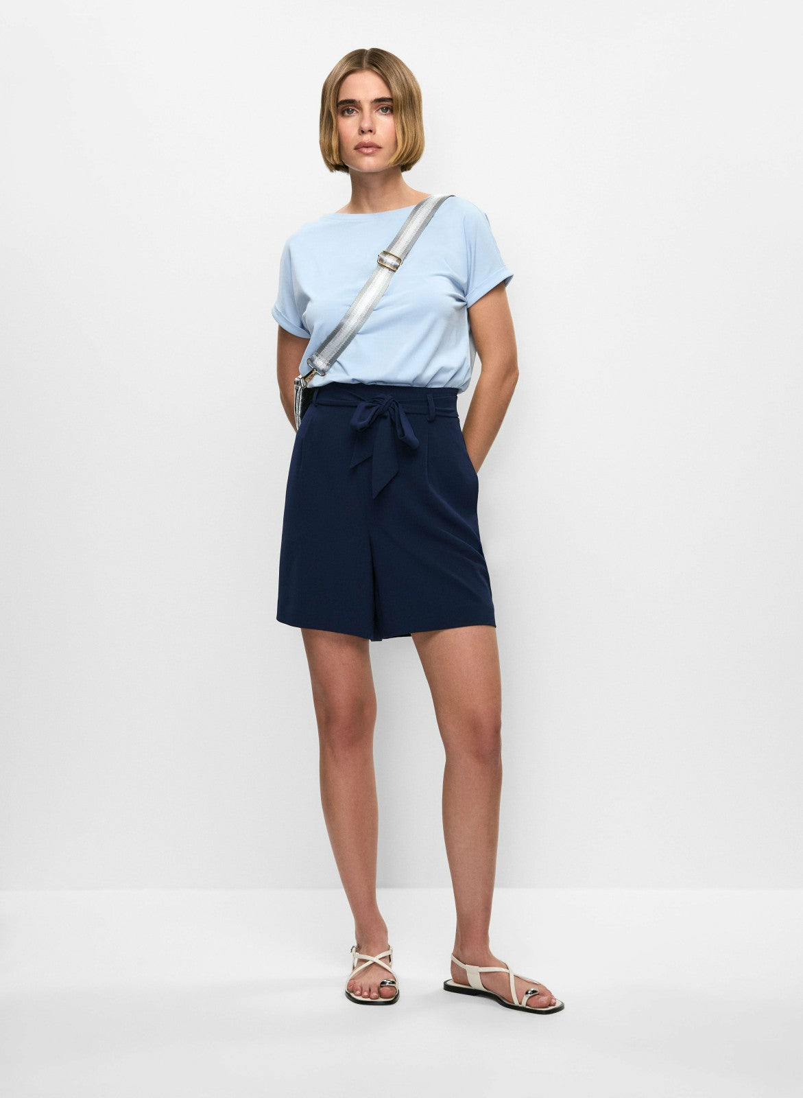 Women Tie Belt Shorts Marine | Melanie Lyne