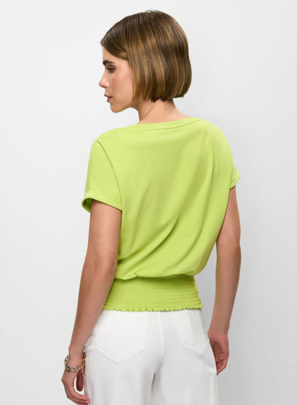 Women Ruched Hem Modal T-Shirt Chartreuse Green | Melanie Lyne