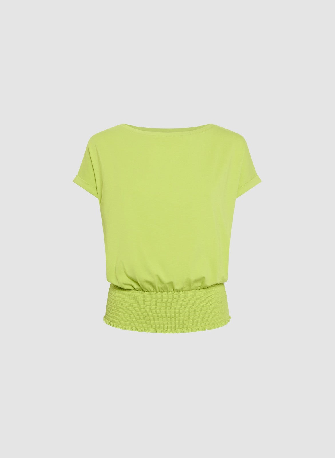 Women Ruched Hem Modal T-Shirt Chartreuse Green | Melanie Lyne