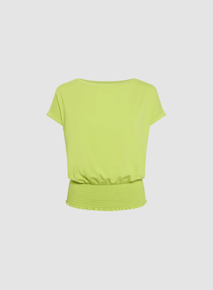 Women Ruched Hem Modal T-Shirt Chartreuse Green | Melanie Lyne