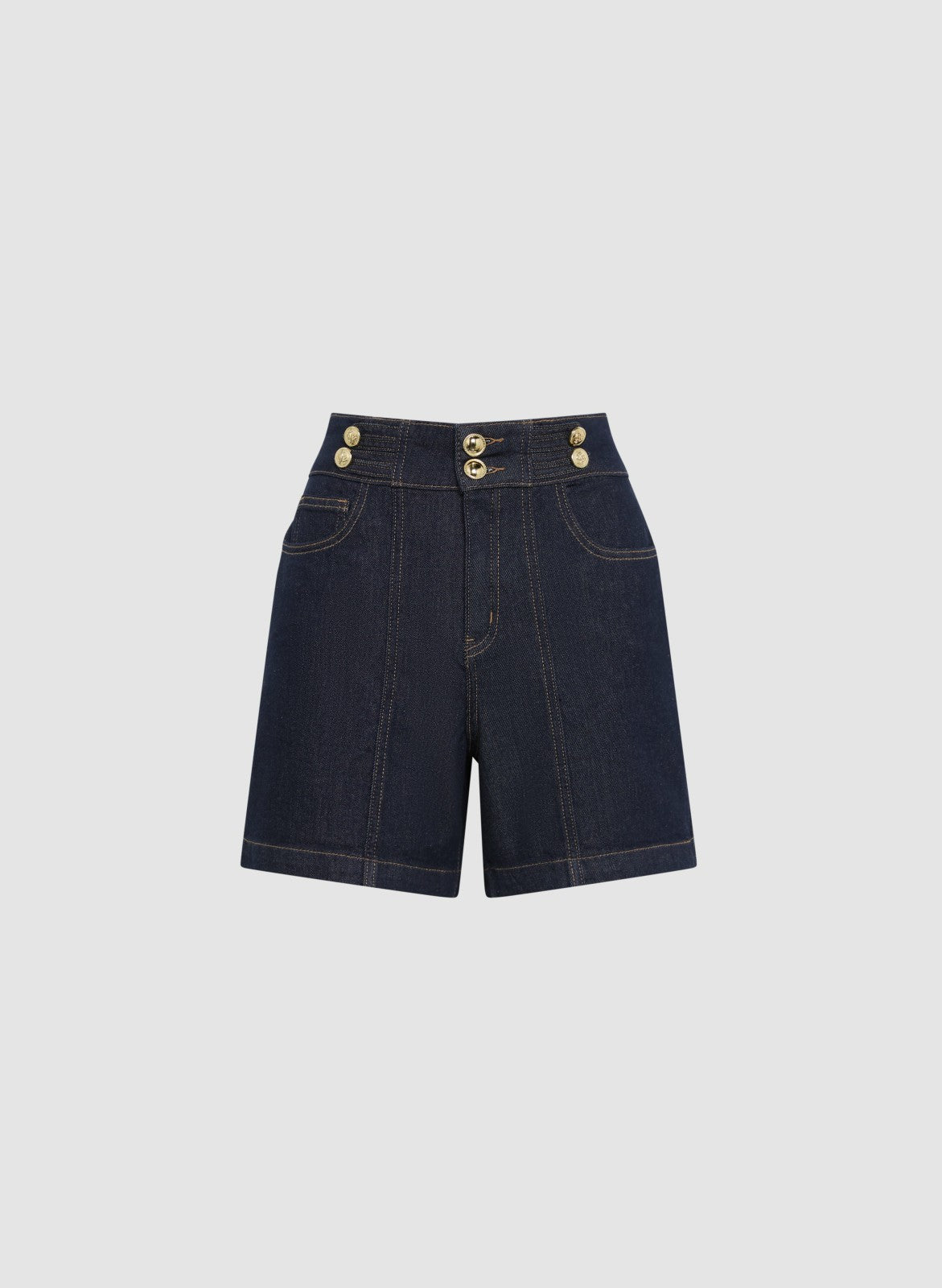 Women High Waist Denim Shorts Dark Blue | Melanie Lyne
