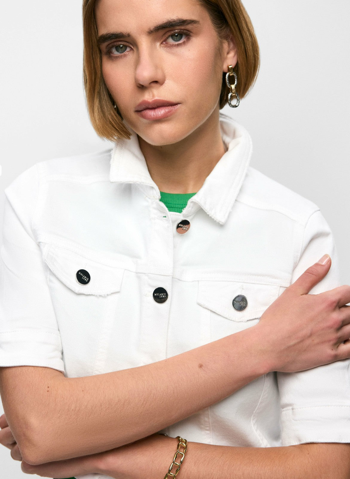 Women Essential Cropped Denim Jacket White | Melanie Lyne