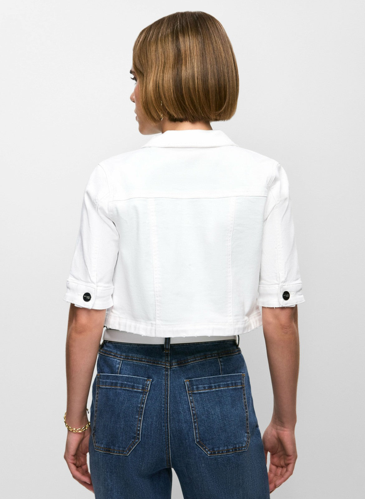 Women Essential Cropped Denim Jacket White | Melanie Lyne
