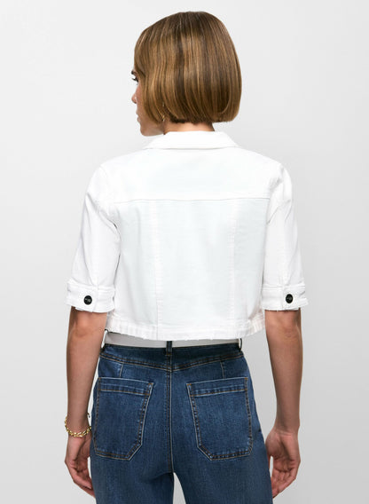 Women Essential Cropped Denim Jacket White | Melanie Lyne