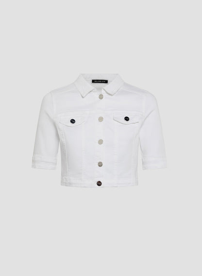 Women Essential Cropped Denim Jacket White | Melanie Lyne