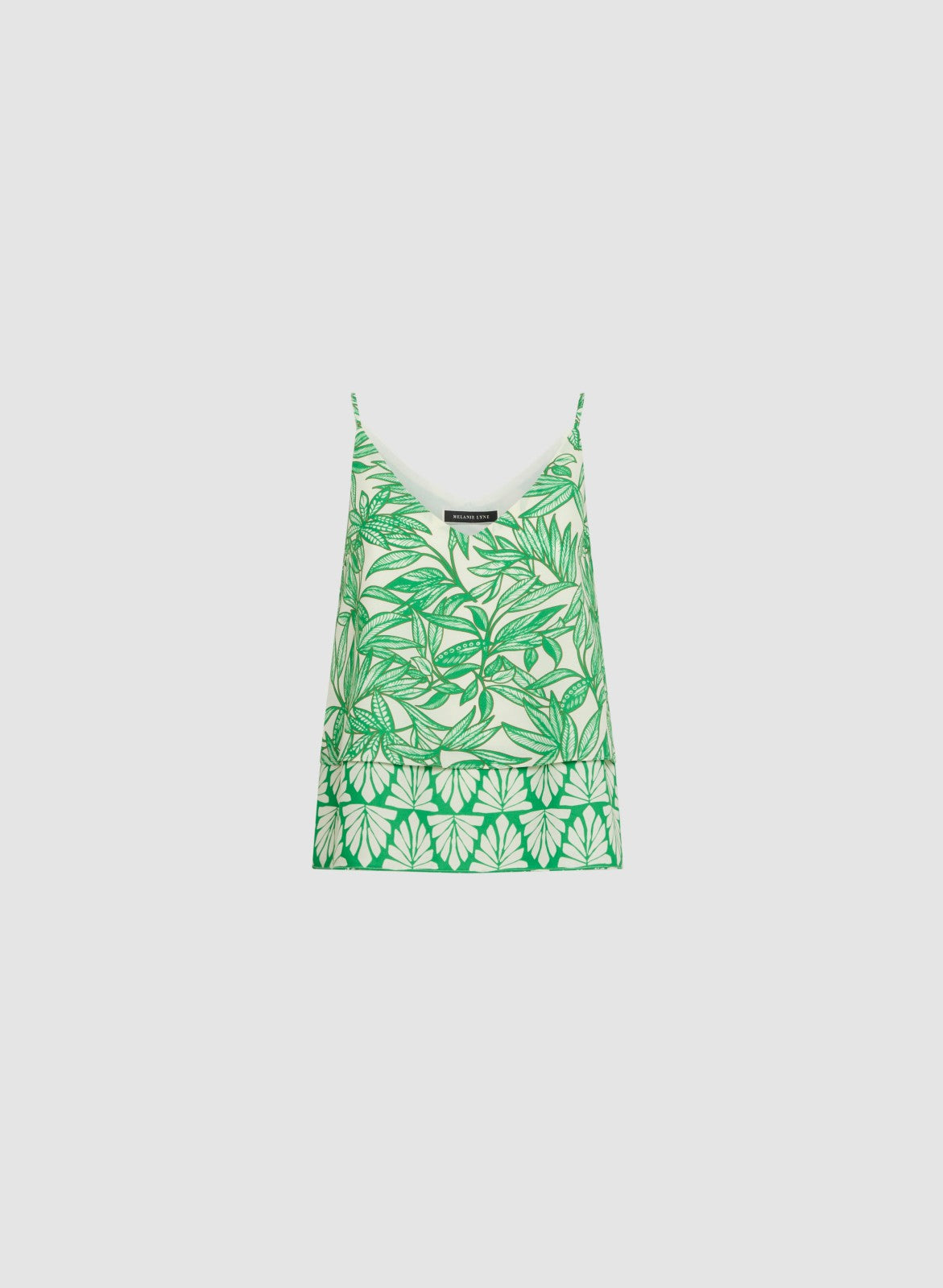 Women Palm Print Tiered Camisole Green Pattern | Melanie Lyne