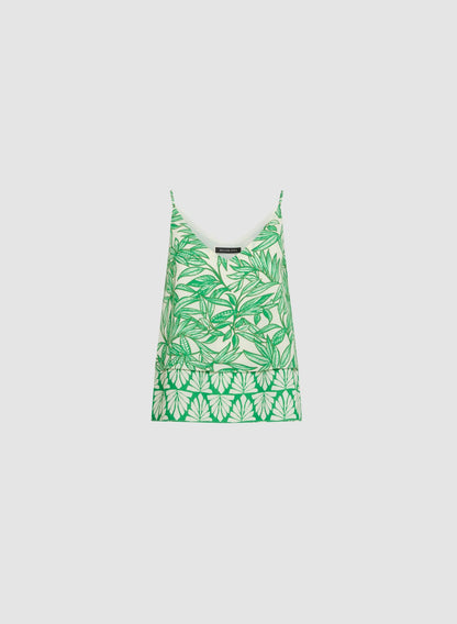 Women Palm Print Tiered Camisole Green Pattern | Melanie Lyne