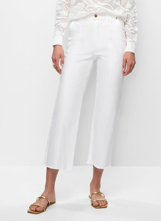 Women Straight Leg Denim Capris White | Melanie Lyne
